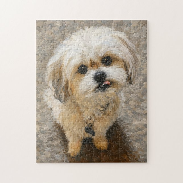 Malshi-Hund-Puzzle mit Grau und Beige  (Vertikal)