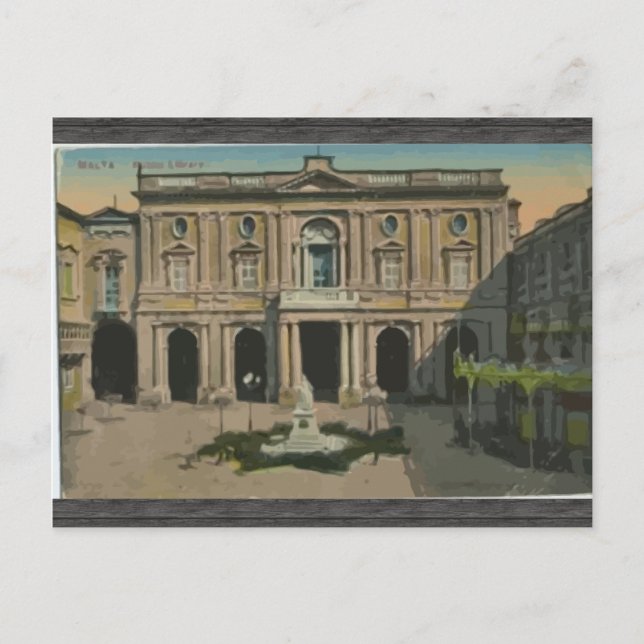 Malta - Bibliothek, Vintag Postkarte (Vorderseite)