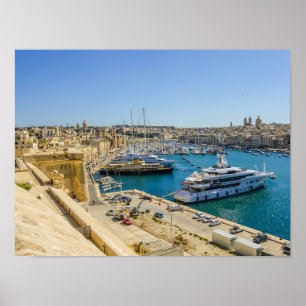 Malta Birgu Wasserfront Fort St. Angelo Vittoriosa Poster