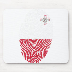 Malta Flag Fingerprint Land Primekennung Mousepad