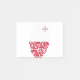 Malta Flag Fingerprint Land Primekennung Post-it Klebezettel