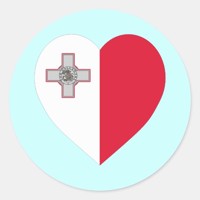 Malta Flag Heart Runder Aufkleber (Vorderseite)