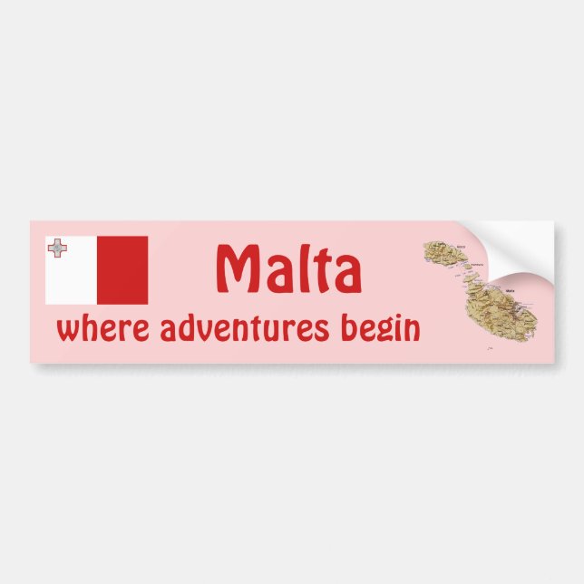 Malta Flag + Karte Autoaufkleber (Vorne)