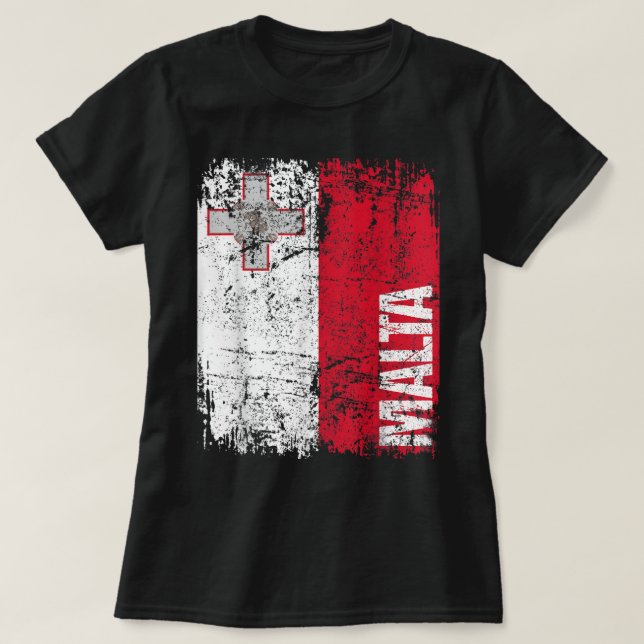 MALTA Flag Vintag MALTA gestört T-Shirt (Design vorne)
