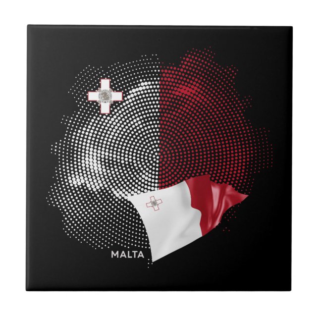 Malta-Flagge Fliese (Vorderseite)