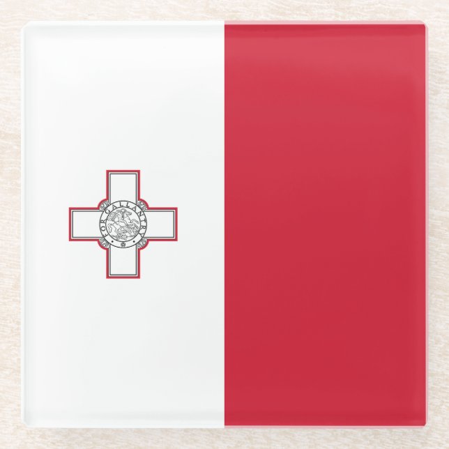 Malta-Flagge Glasuntersetzer (Vorderseite)