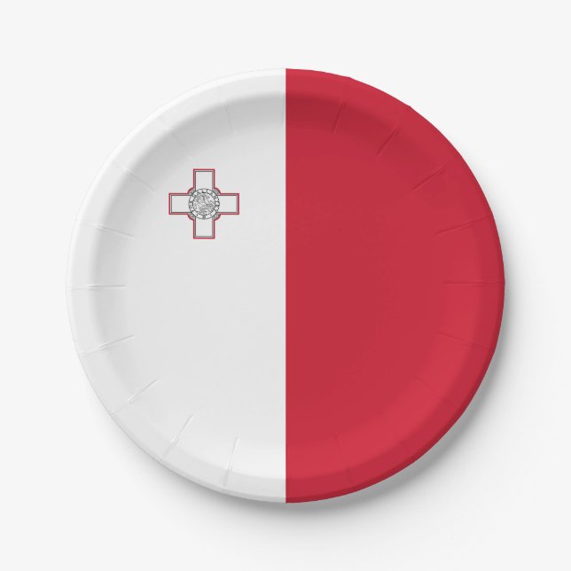 Malta-Flagge Pappteller (Vorderseite)