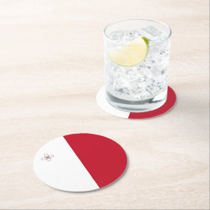 Malta-Flagge Runder Pappuntersetzer