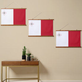 Malta-Flagge Wandteppich Mit Holzrahmen