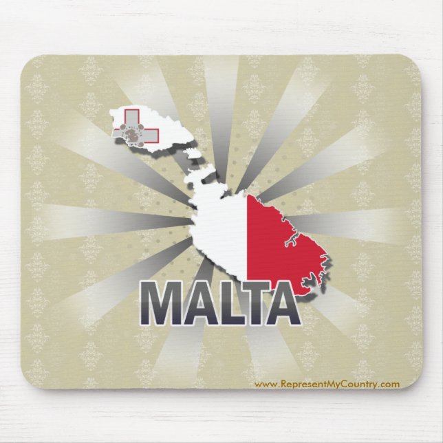 Malta-Flaggen-Karte 2,0 Mousepad (Vorne)
