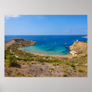 Malta Ghajn Tuffieha Bucht Mittelmeerinsel Poster