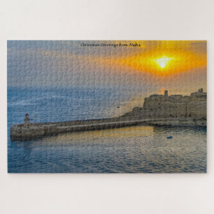 Malta Harbor Sunset. Jigsaw Puzzle
