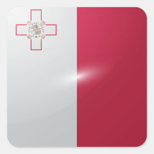 Malta-Hochglanzflagge Quadratischer Aufkleber