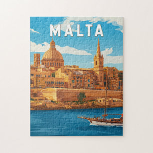 Malta Illustration Reise Kunst Vintage