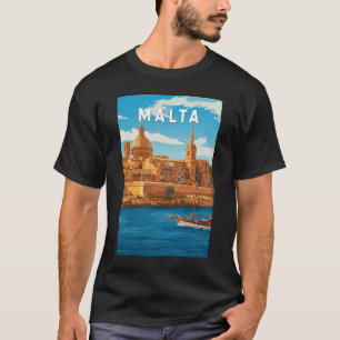 Malta Illustration Reise Kunst Vintage T-Shirt