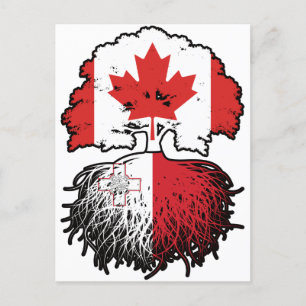 Malta Maltese Canadian Canada Tree Roots Flag Postkarte