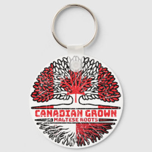 Malta Maltese Canadian Canada Tree Roots Flag Schlüsselanhänger