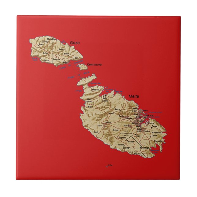 Malta Map Tile Fliese (Vorderseite)