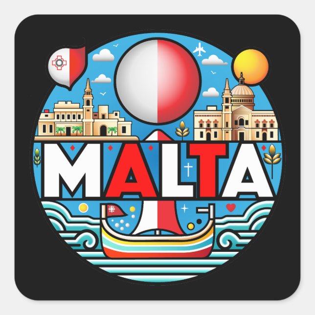 Malta Mediterranean Island National Quadratischer Aufkleber (Vorderseite)