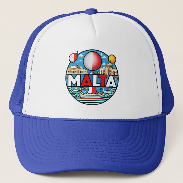 Malta Mediterranean Island National Truckerkappe (Vorderseite)