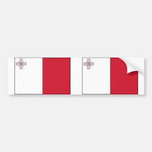 Malta mit Grenze, Malta-Flagge Autoaufkleber