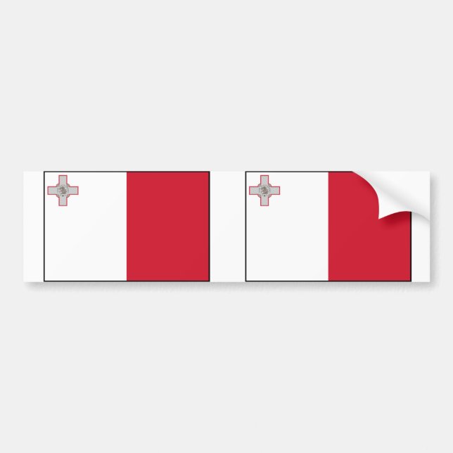 Malta mit Grenze, Malta-Flagge Autoaufkleber (Vorne)