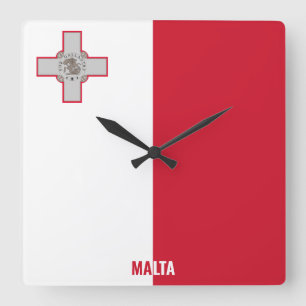 Malta National Flag Patriotic Quadratische Wanduhr