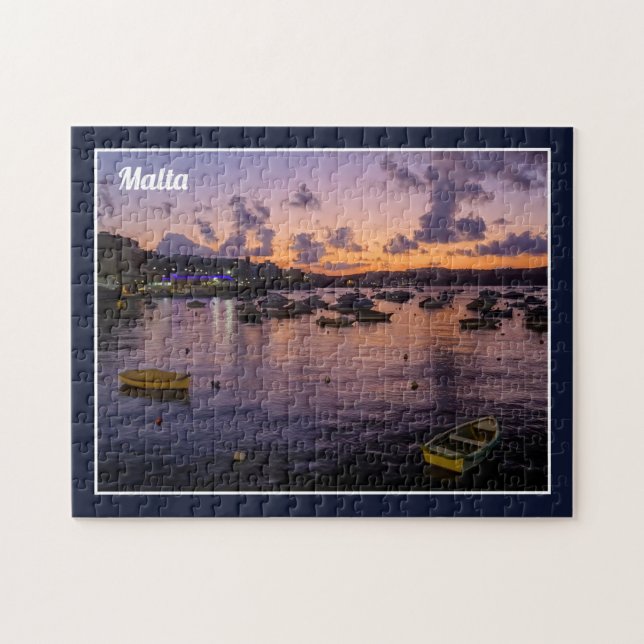 Malta St. Paul's Bay By Night Cloudy Sky Sea View (Horizontal)