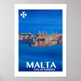 Malta Stadt Valetta Retro Poster