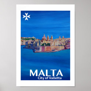 Malta Stadt Valetta Retro Poster