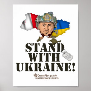 Malta steht mit Ukraine Zelensky Hundemarke Flagge Poster