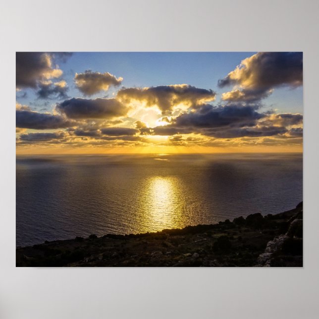 Malta Sunset Over Mediterranean Sea Photography Poster (Vorne)
