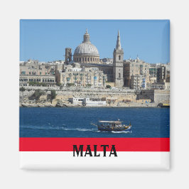 Malta Szene von Valletta und Hafen Souvenir Magnet