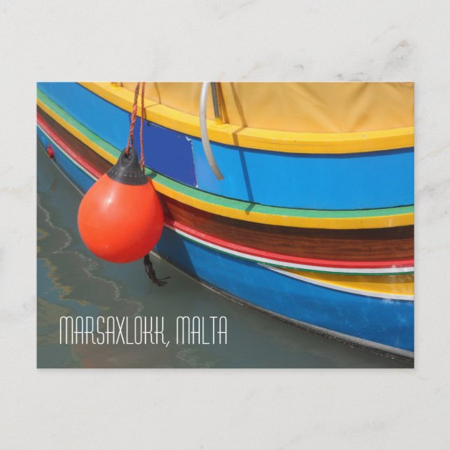 Malta Traditionelles blaugelbes Gestreiftes Fische Postkarte (Vorderseite)
