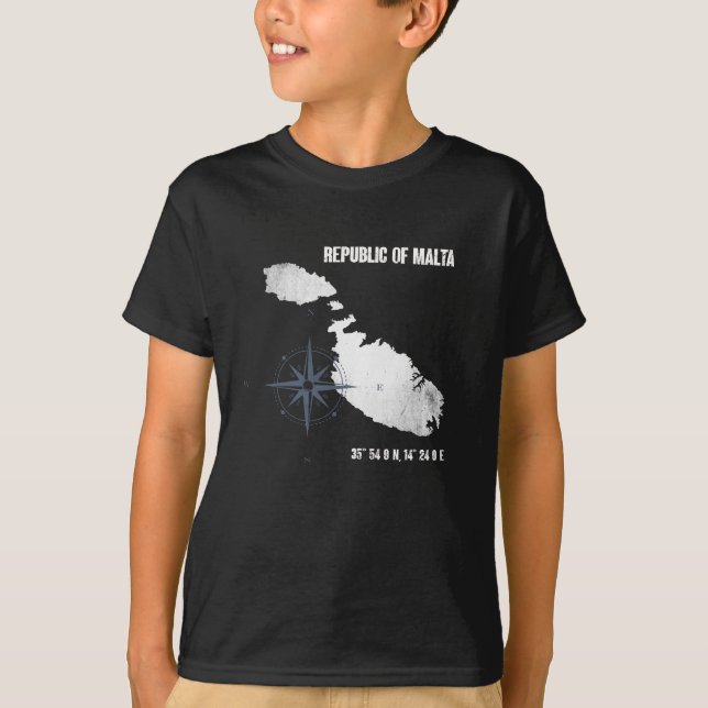 Malta Travel Island Koordinaten Karte T-Shirt (Vorderseite)