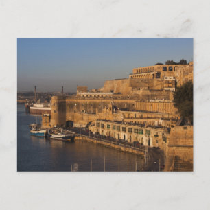 Malta, Valletta, Hafenansicht von Lower Barrakka Postkarte