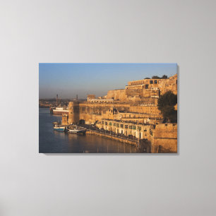 Malta, Valletta, Hafenblick von Lower Barrakka Leinwanddruck