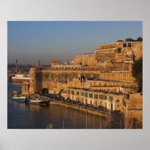 Malta, Valletta, Hafenblick von Lower Barrakka Poster