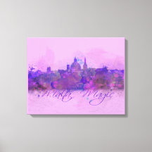 Malta Valletta Violet Coastline Wasserfarbe