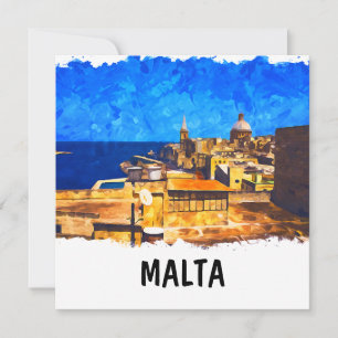 Malta Valletta Watercolor Vintage Reise