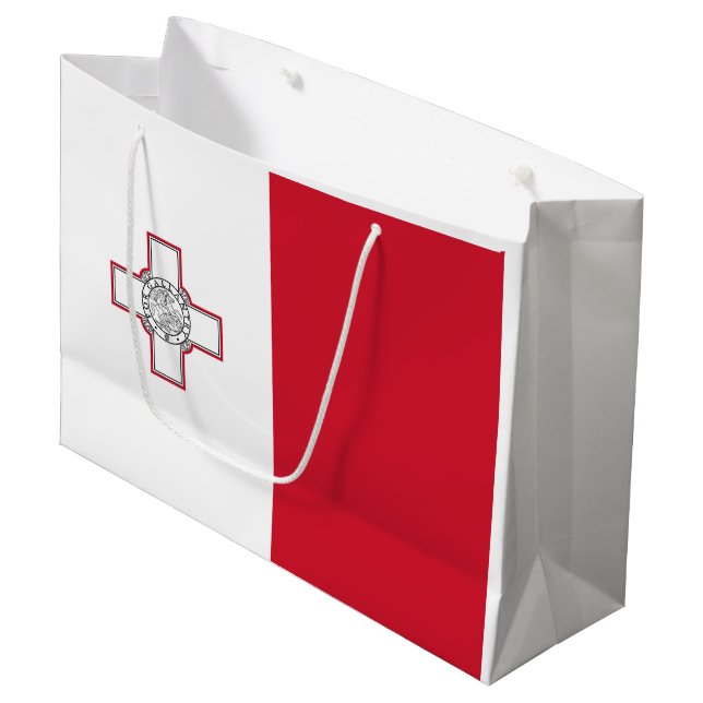 Maltaflagge Große Geschenktüte (Vorderseite Schrägansicht)