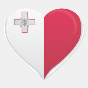 Malte amour drapeau orgueil autocollant coeur