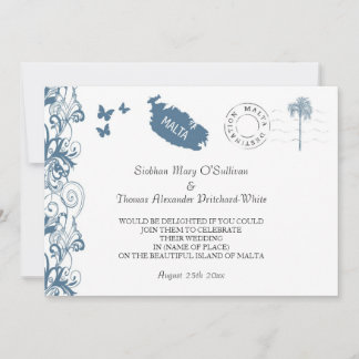 Malte Faire-part de mariage En Bleu De Malte
