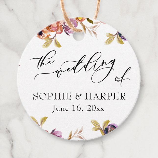 Malte Florals Luxus-Kalligraphie der Hochzeit von Geschenkanhänger (Vorderseite)
