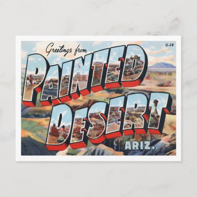 Malte Wüste, Arizona Vintage große Buchstaben Postkarte (Vorderseite)