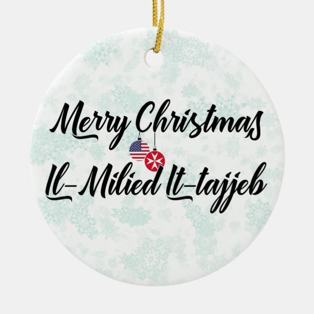 Maltese American Bilingual Holiday Decoration Keramik Ornament (Vorne)