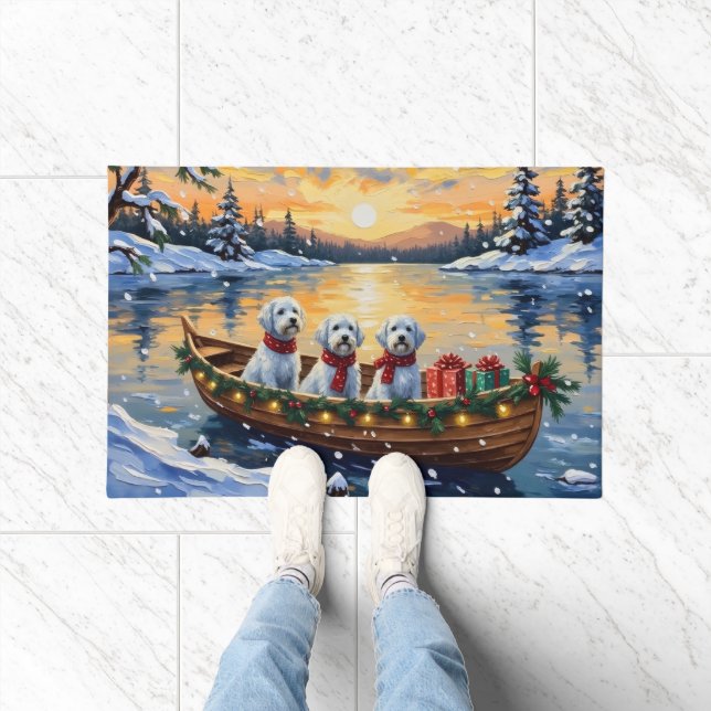Maltese Christmas Boat Holiday Fußmatte (Indoor)
