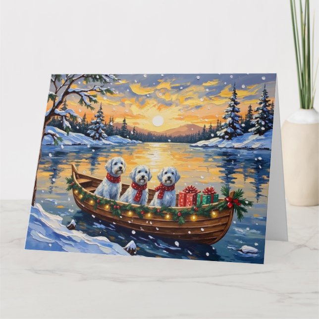 Maltese Christmas Boat Holiday Karte (Vorderseite)