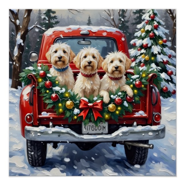 Maltese Christmas Red Truck Holiday Poster (Vorderseite)