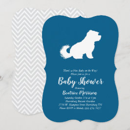 Maltese Dog Baby Shower Blue Boy Einladung